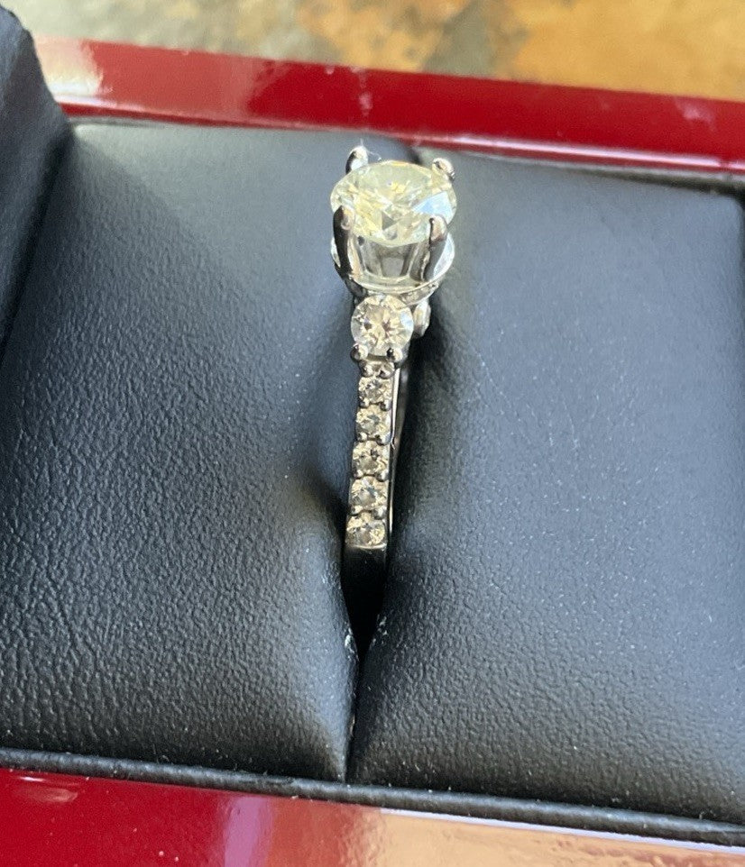 0.83ct Round Brilliant Canary Yellow Diamond Engagement Ring — GIA Certified, 14k White Gold