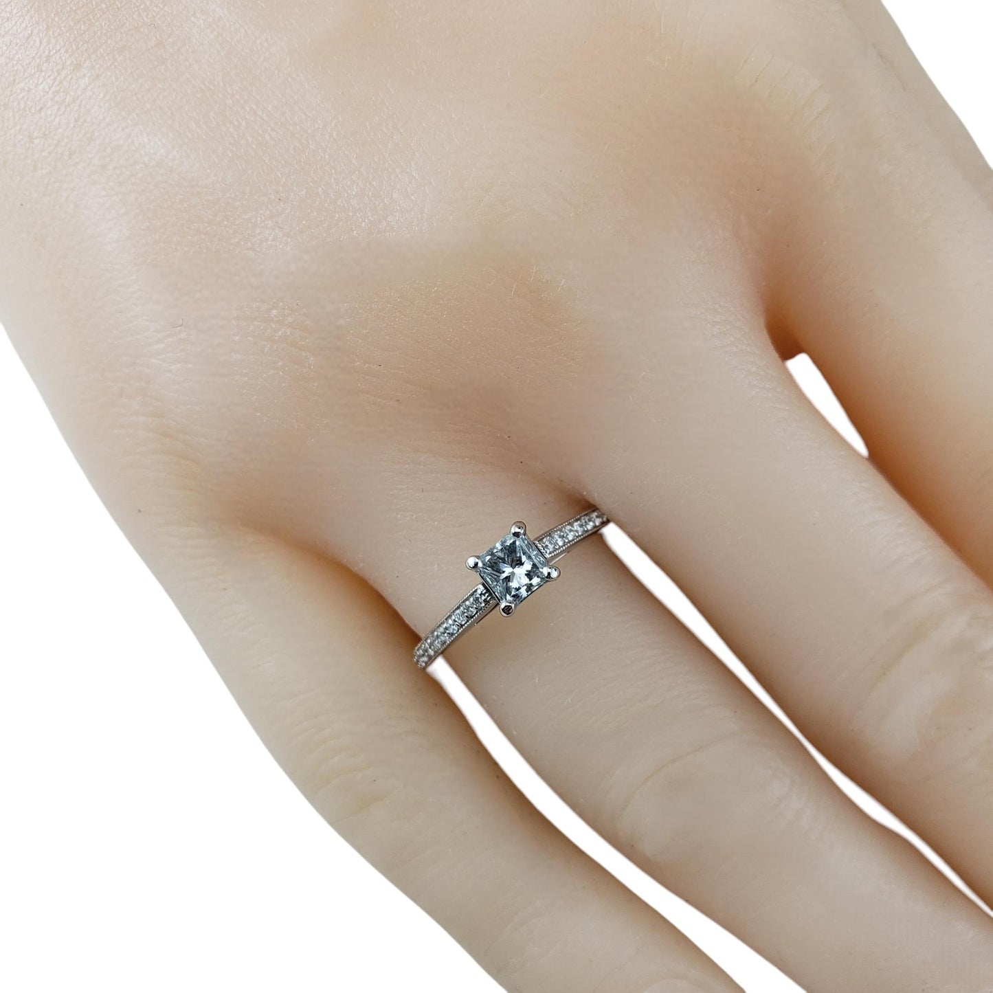 0.42ct Square Modified Brilliant Diamond Engagement Ring — GIA Certified, 14k White Gold