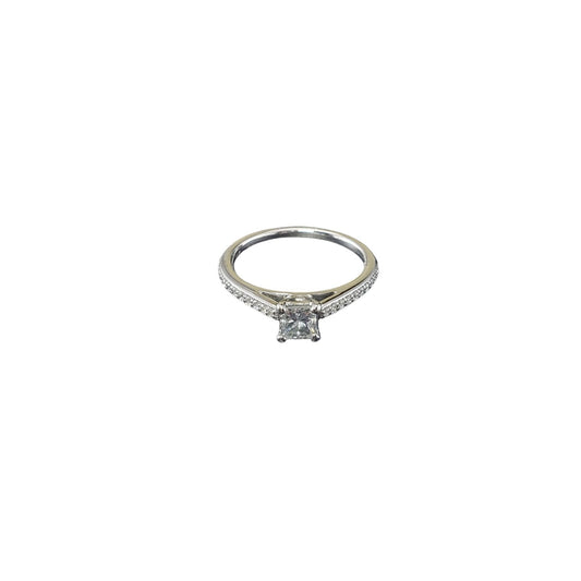 0.42ct Square Modified Brilliant Diamond Engagement Ring — GIA Certified, 14k White Gold