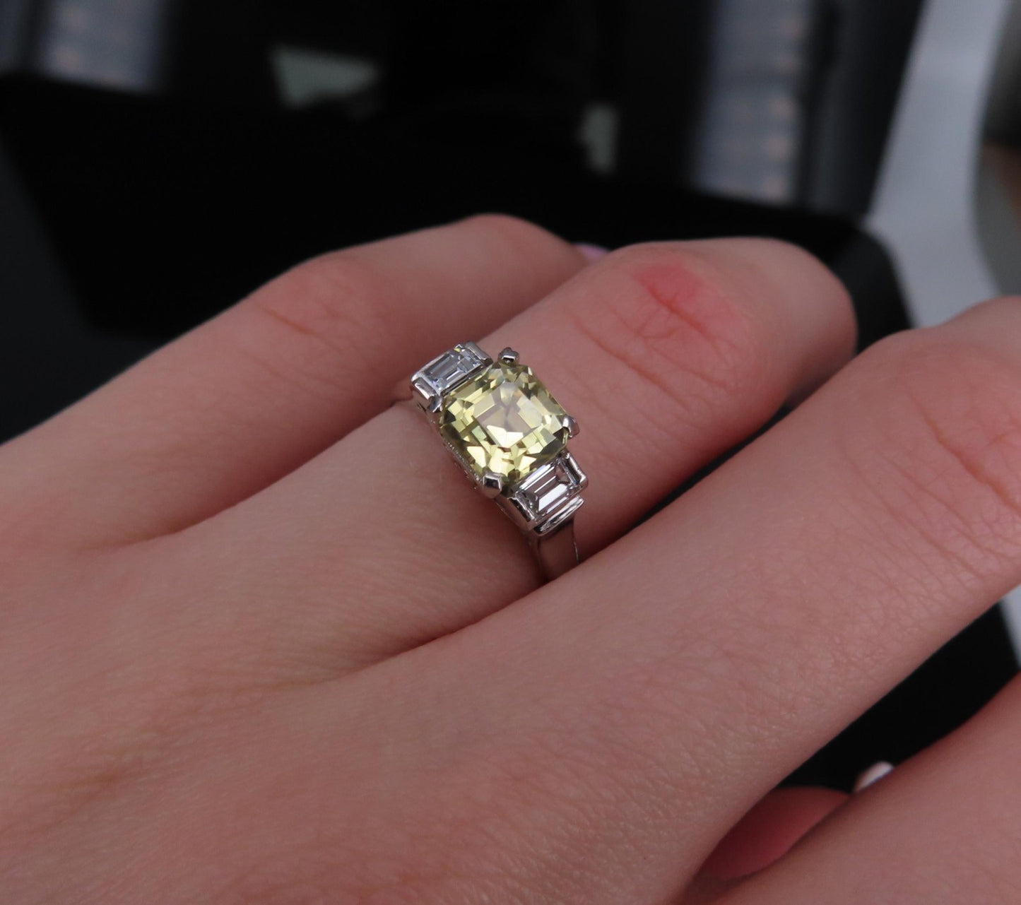 1.87ct Yellow Sapphire & 0.45ct Diamond Ring — GIA Certified, Platinum