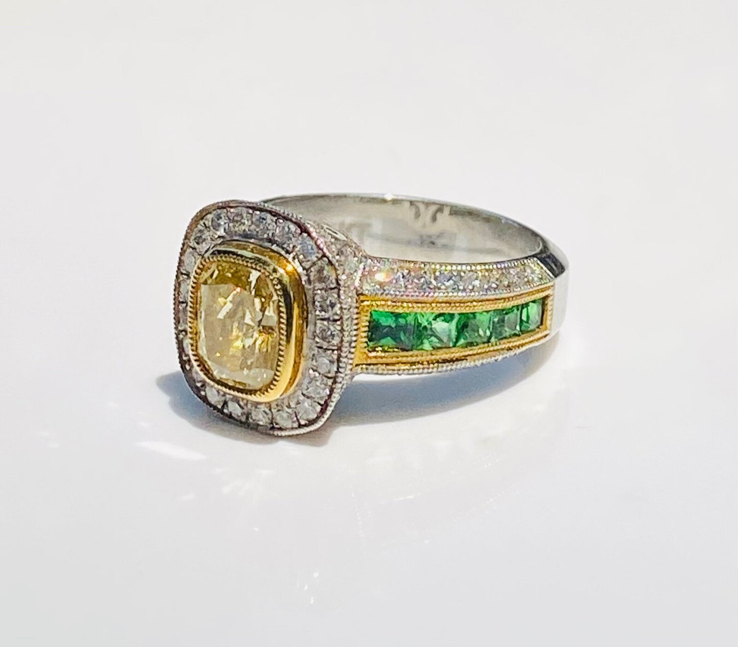 3.05ct Cushion Cut Fancy Yellow Diamond Halo Ring — GIA Certified, Platinum & 18k Gold