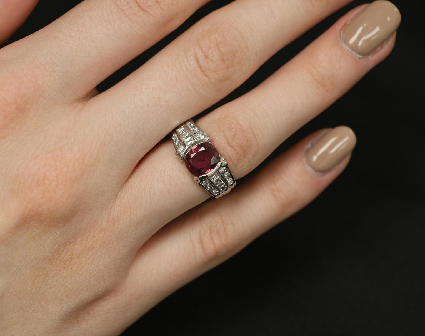 3.04ct Cushion Cut Ruby & Diamond Ring — GIA Certified, Platinum