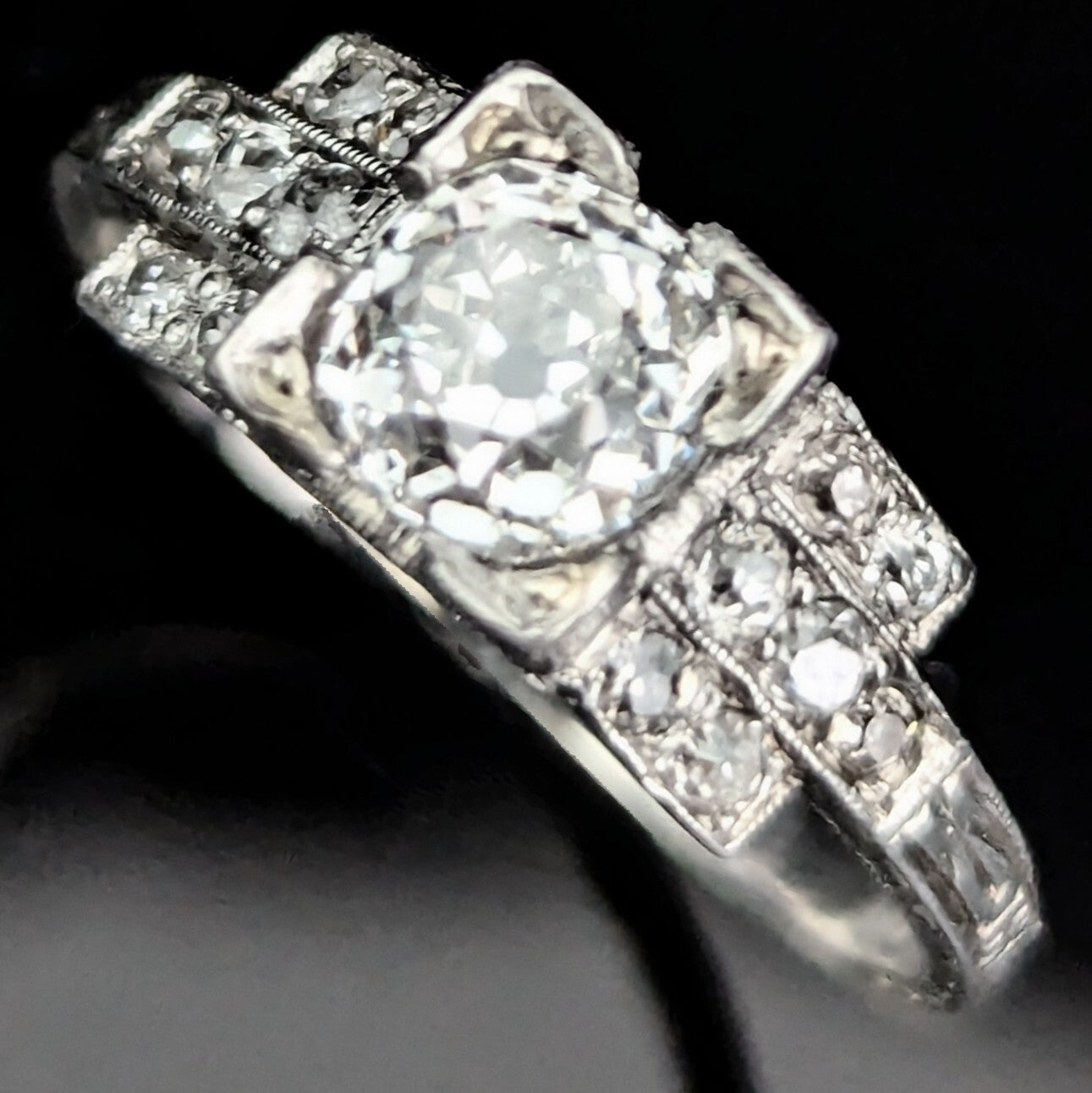 1.15ct Old European Cut Diamond Art Deco Ring — GIA Certified, Platinum