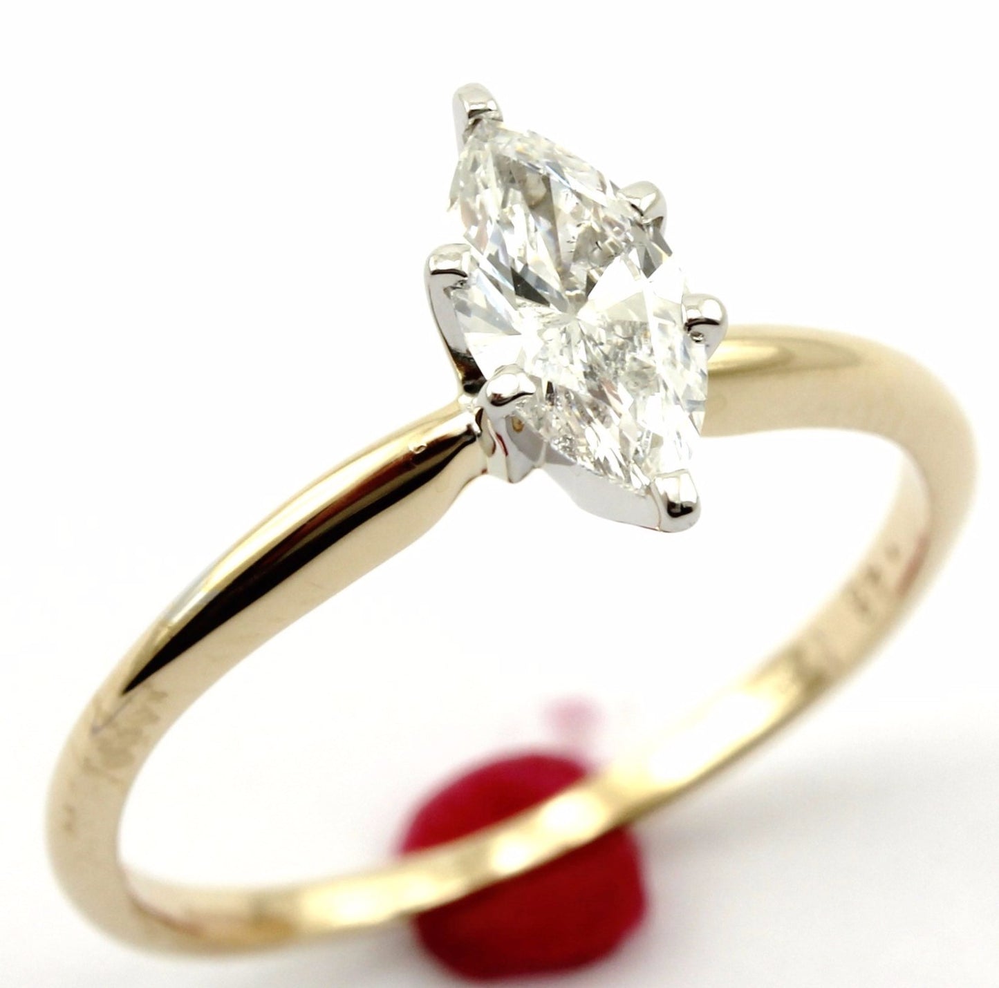 0.48ct Marquise Diamond Solitaire Ring — GIA Certified, 14k Yellow Gold