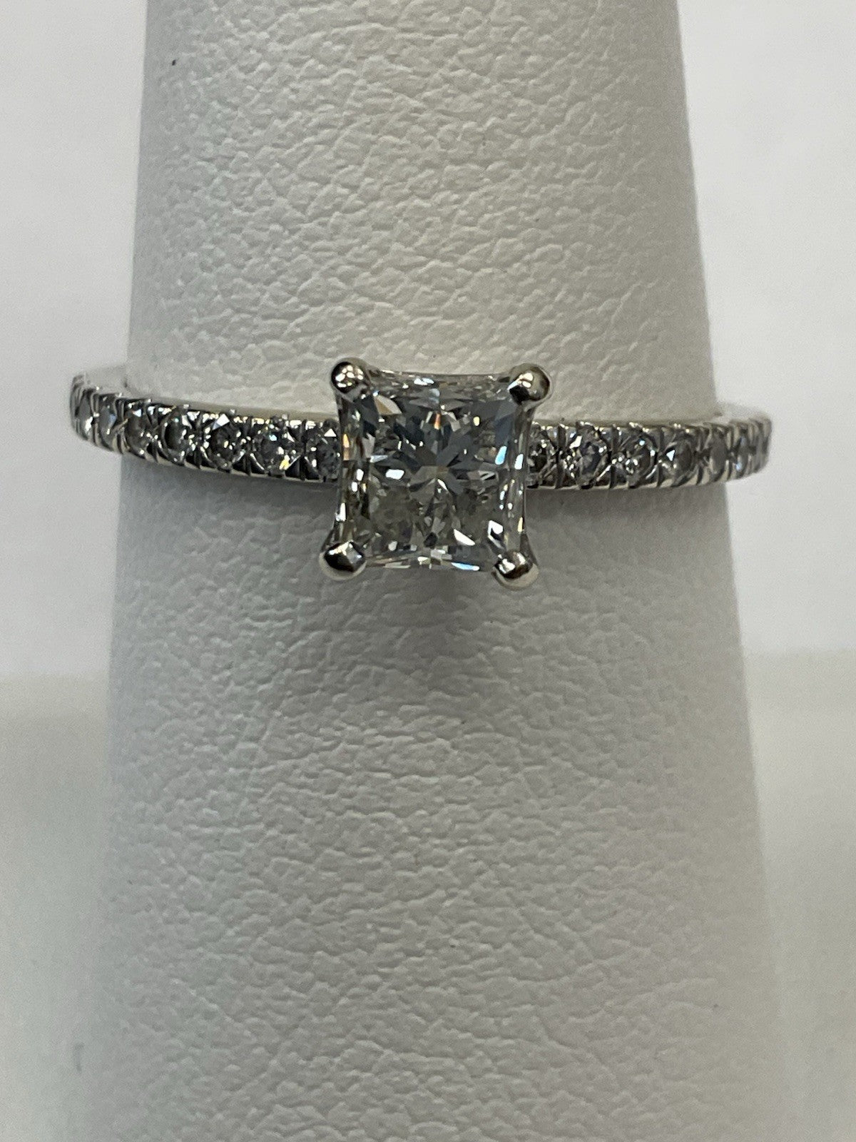 0.73ct Square Modified Brilliant Diamond Engagement Ring — GIA Certified, 14k White Gold