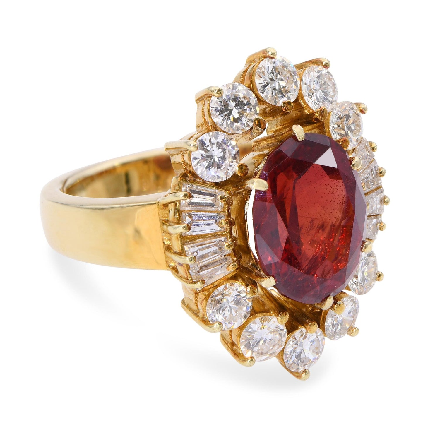3.59ct Oval Red Spinel & Diamond Vintage Ring — GIA Certified, 14k Yellow Gold