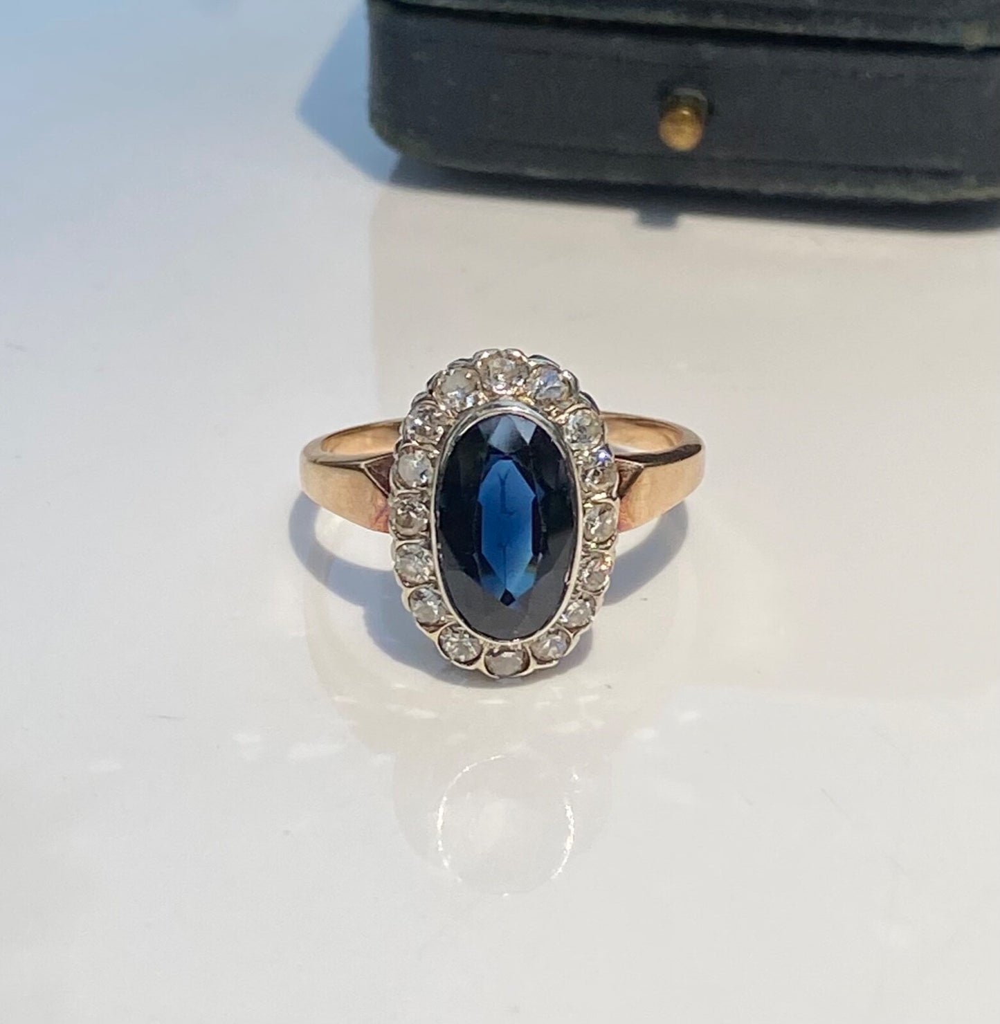 3.10ct Oval Sapphire Diamond Cluster Ring — GIA Certified, 14k White Gold