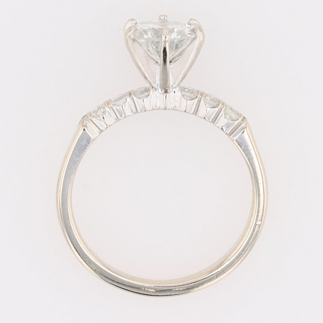 1.10ct Round Brilliant Diamond Solitaire with Accents Ring — GIA Certified, 14k White Gold