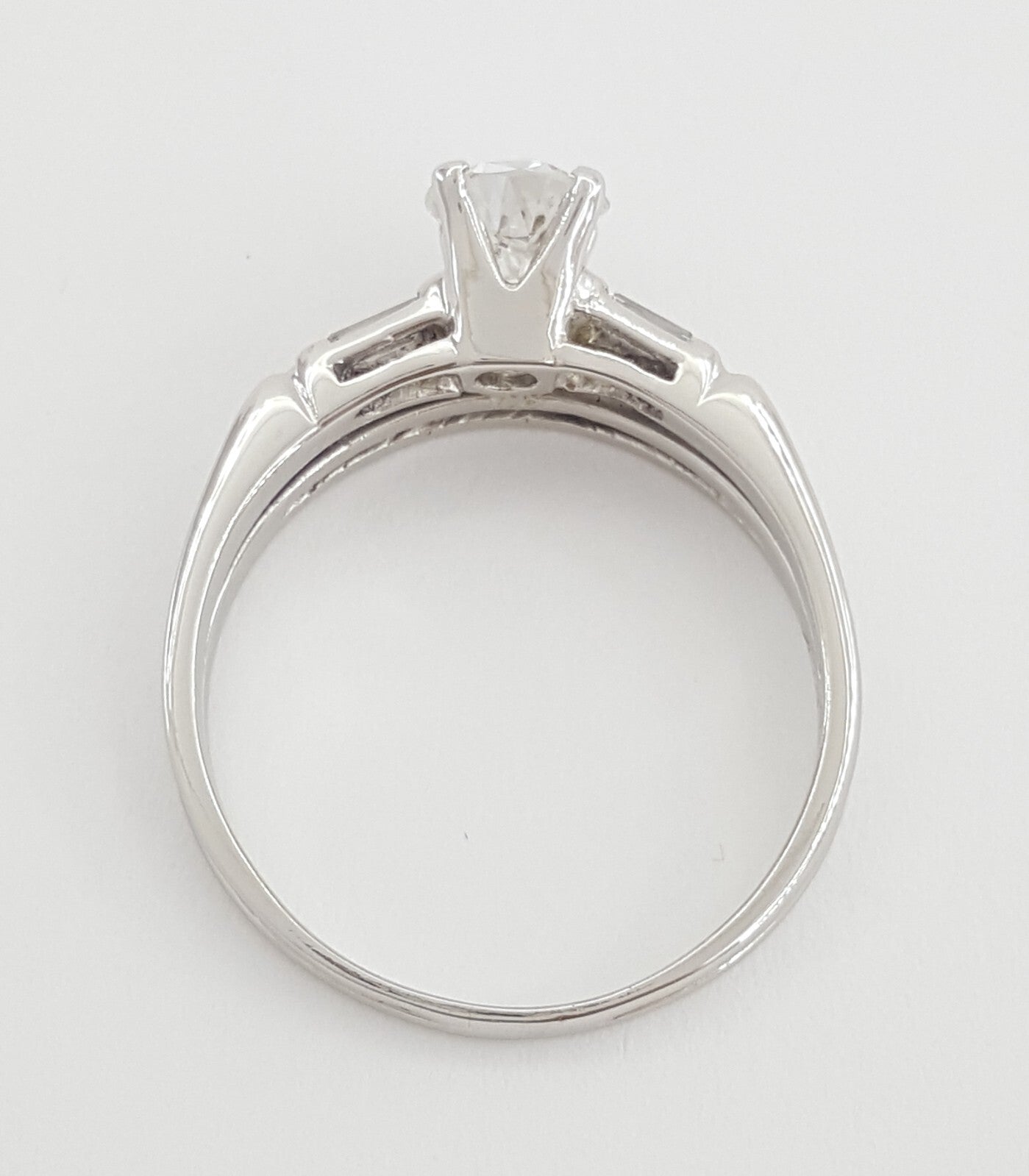0.57ct Circular Brilliant Diamond Art Deco Ring — GIA Certified, 14k White Gold