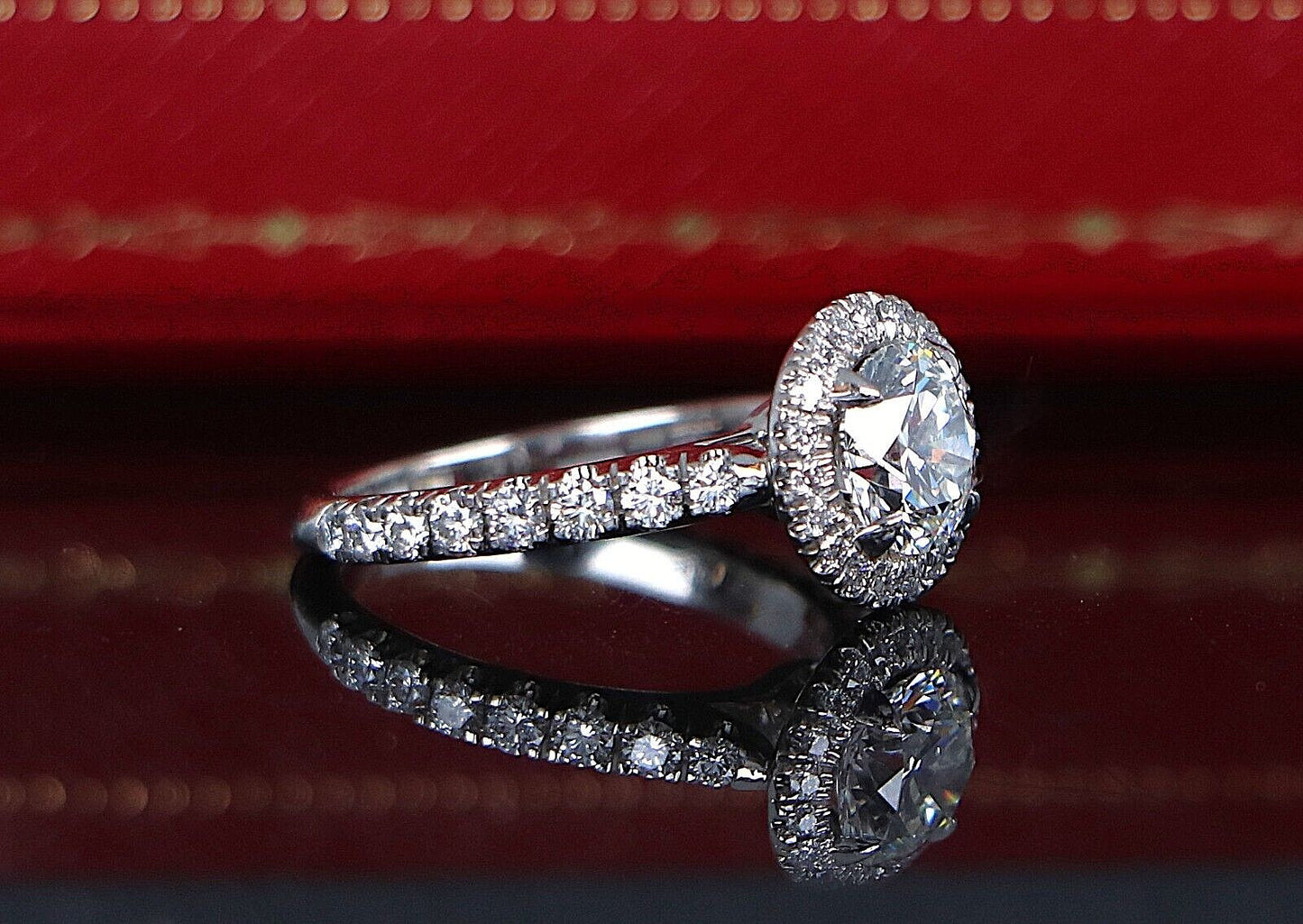 1.06ct Round Brilliant Diamond Halo Engagement Ring — GIA Certified, Platinum