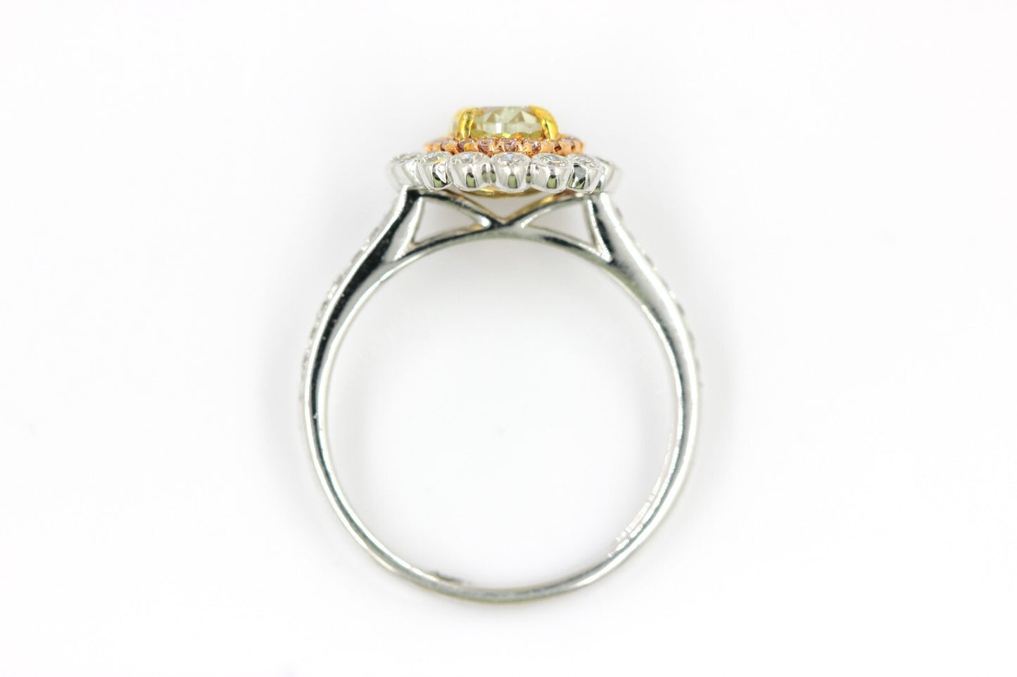 1.18ct Oval Modified Brilliant Fancy Yellow Diamond Ring — GIA Certified, 14k White Gold