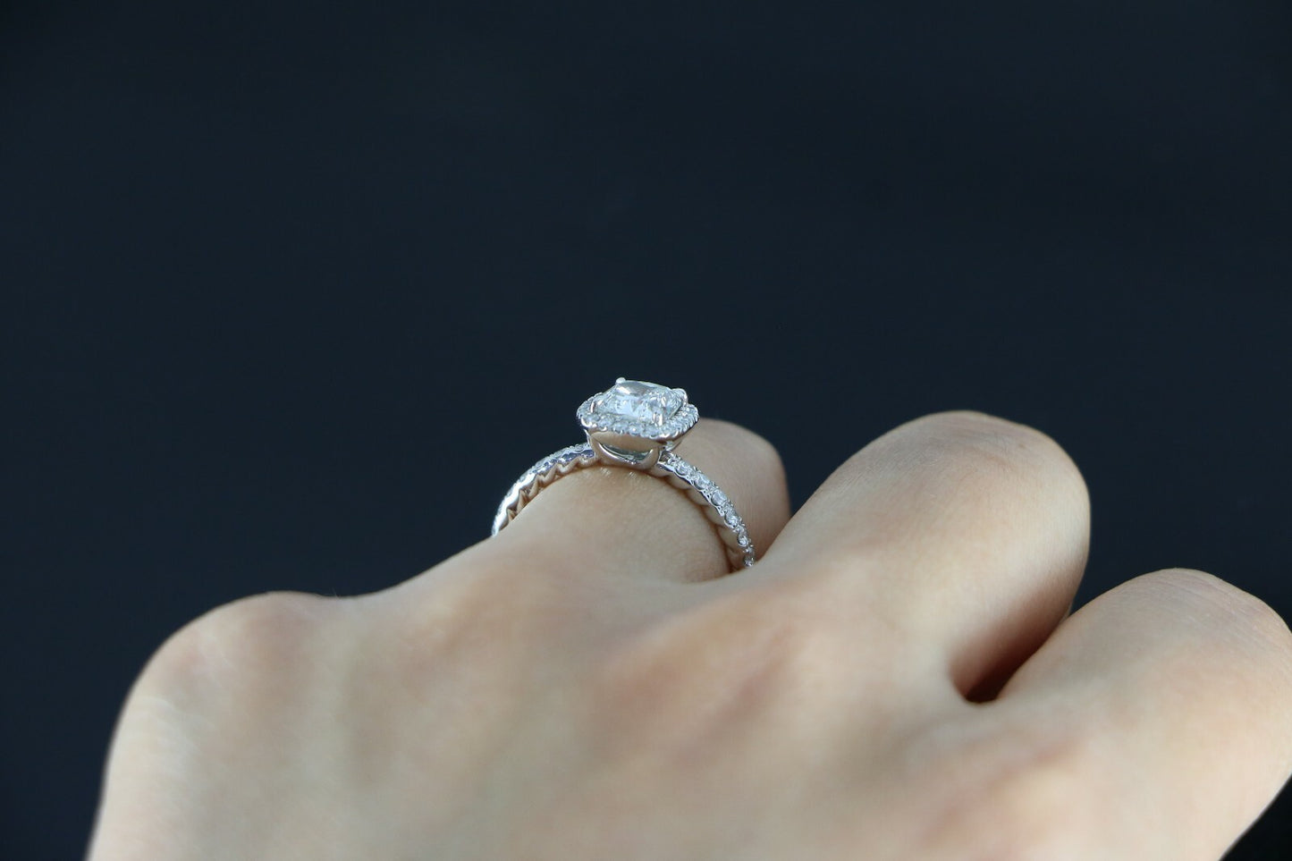1.41ct Cushion Modified Brilliant Diamond Halo Engagement Ring — GIA Certified, Platinum