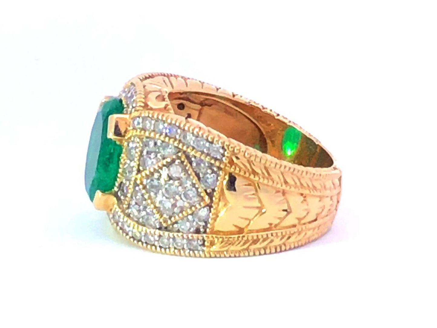 2.65ct Oval Colombian Emerald & Diamond Halo Ring — GIA Certified, 14k Yellow Gold