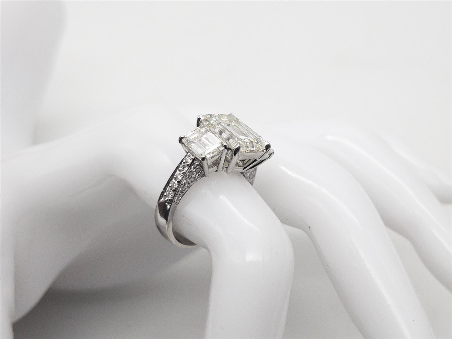 1.08ct Emerald Cut Diamond Three-Stone Ring — GIA Certified, Platinum