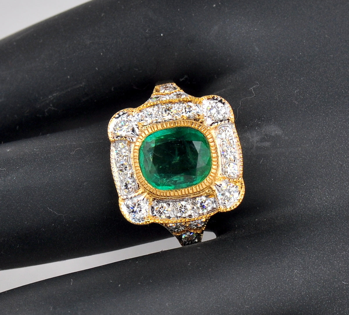 1.87ct Emerald Cut Colombian Emerald Diamond Ring — GIA Certified, 18k Yellow Gold