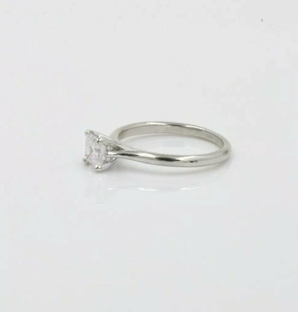 0.69ct Square Emerald Cut Diamond Solitaire Ring — GIA Certified, 14k White Gold