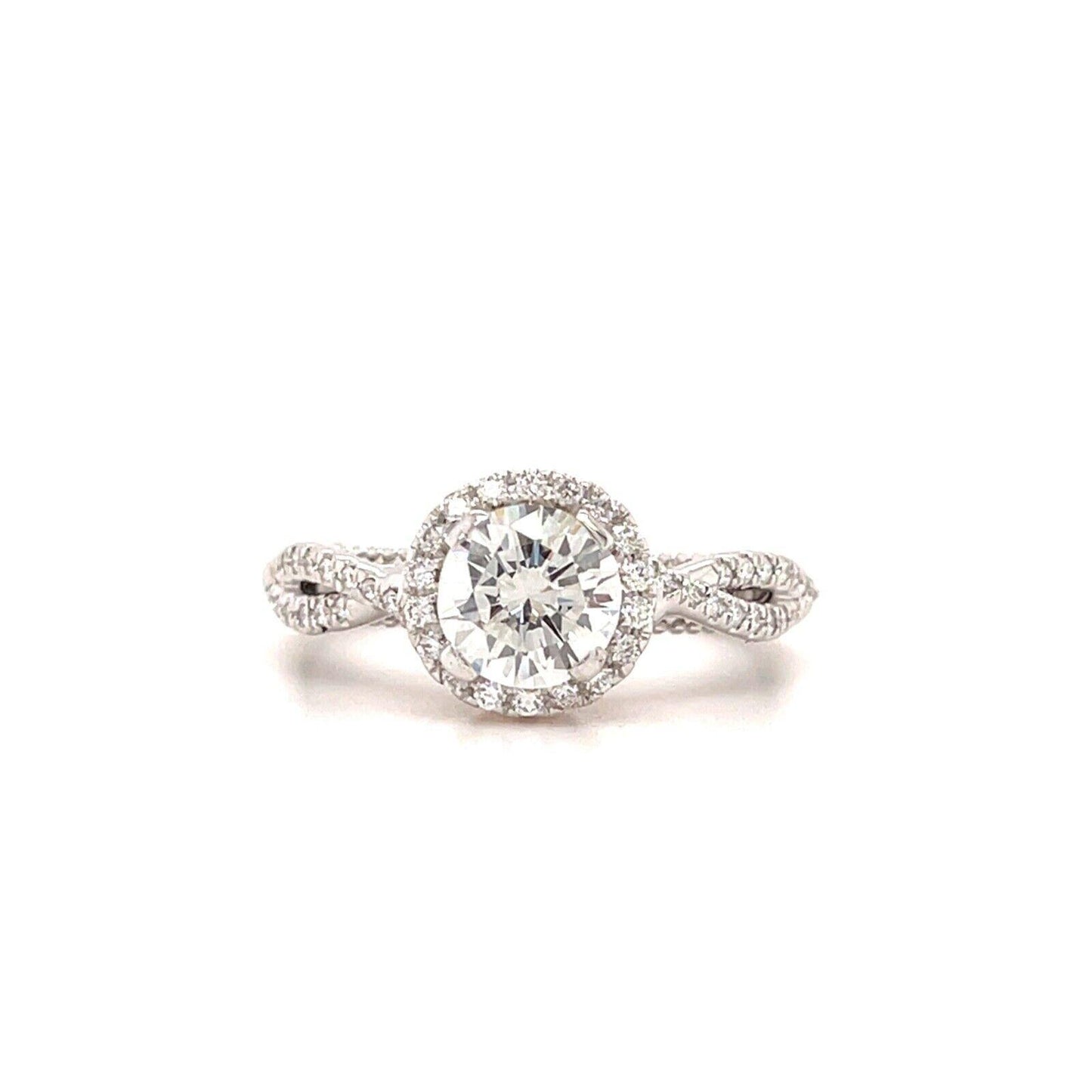 1.14ct Round Brilliant Diamond Halo Ring — GIA Certified, 14k White & Rose Gold