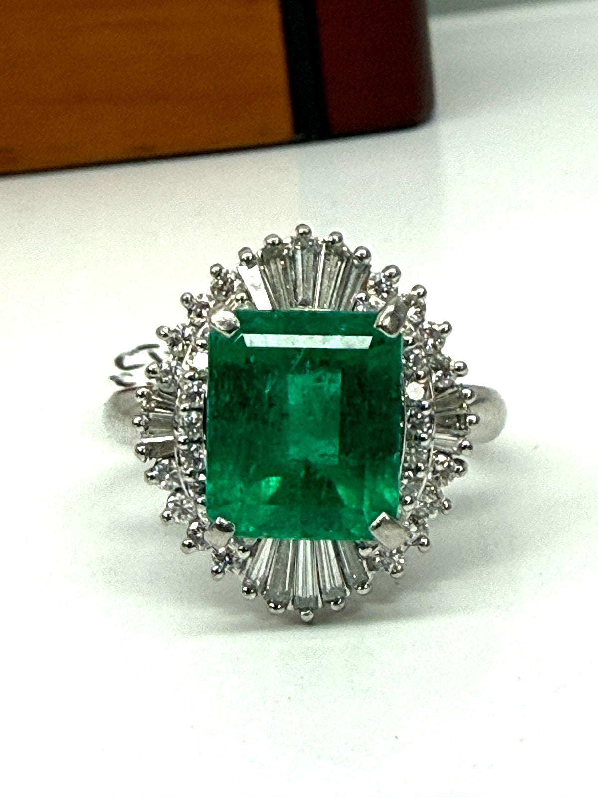 4.84ct Octagonal Emerald Diamond Ring — GIA Certified, Platinum