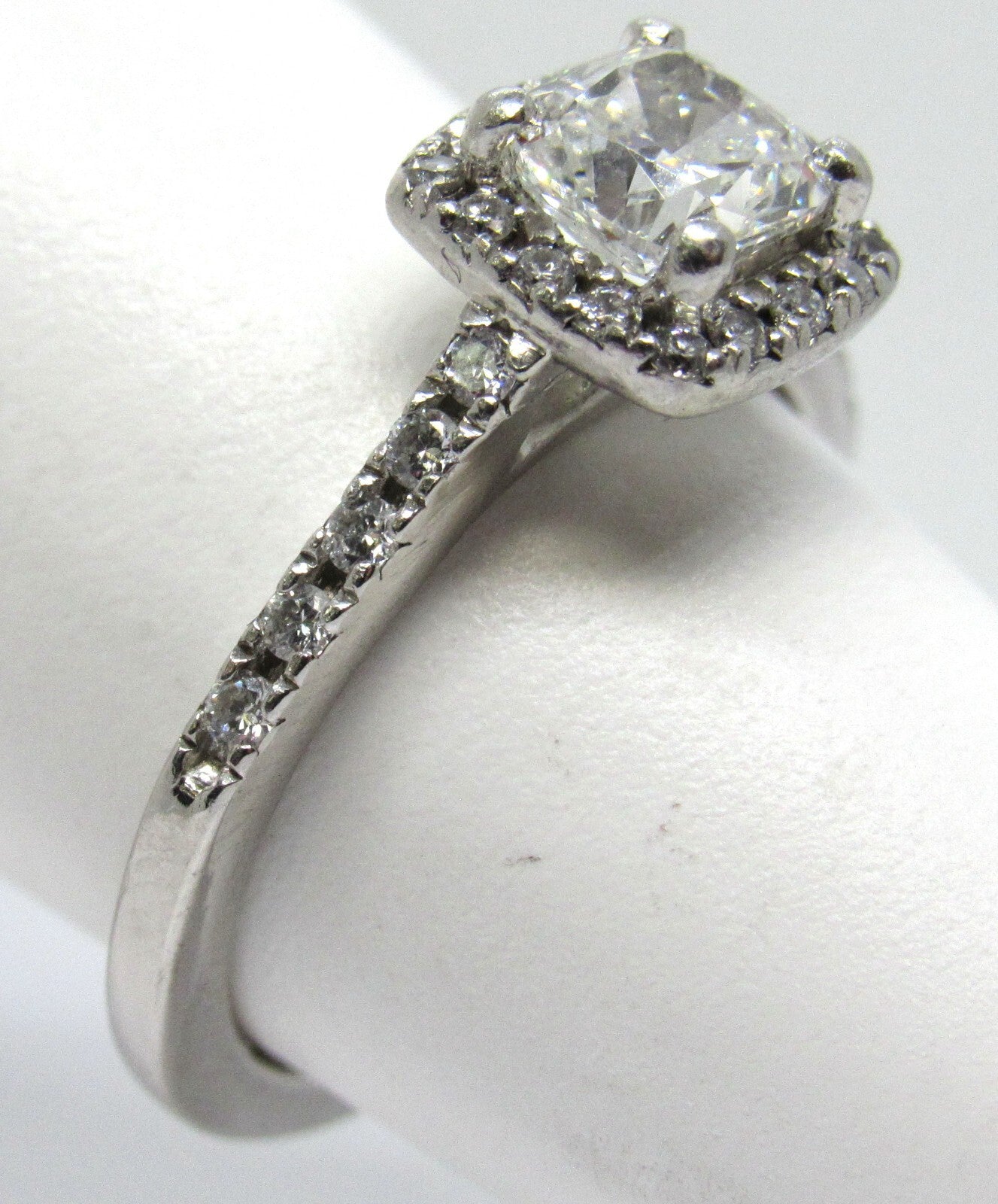 0.72ct Cushion Diamond Halo Engagement Ring — GIA Certified, Platinum