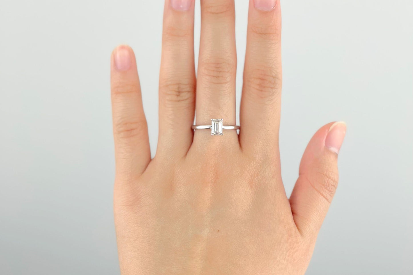 0.76ct Emerald Cut Diamond Solitaire Ring — GIA Certified, 14k White Gold