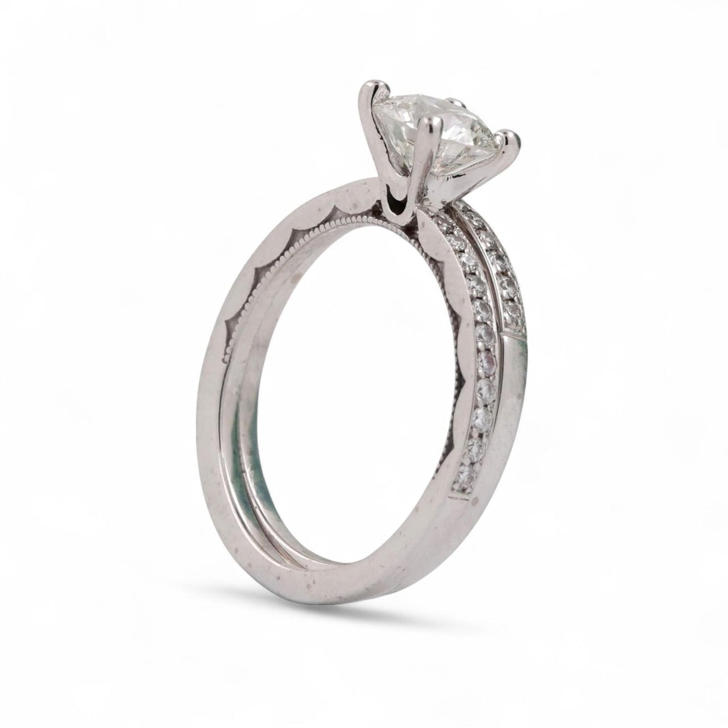 0.85ct Round Brilliant Diamond Wedding Ring Set — GIA Certified, 18k White Gold