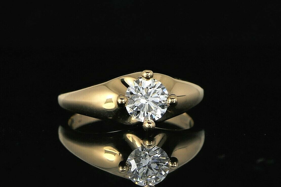 0.58ct Round Brilliant Diamond Engagement Ring — GIA Certified, 18k Yellow Gold
