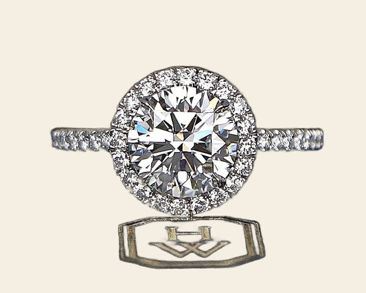 1.81ct Round Brilliant Diamond Halo Engagement Ring — GIA Certified, Platinum