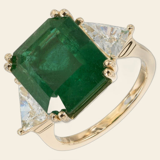 8.99ct Octagonal Green Diamond Cocktail Ring — GIA Certified, 18k Yellow Gold