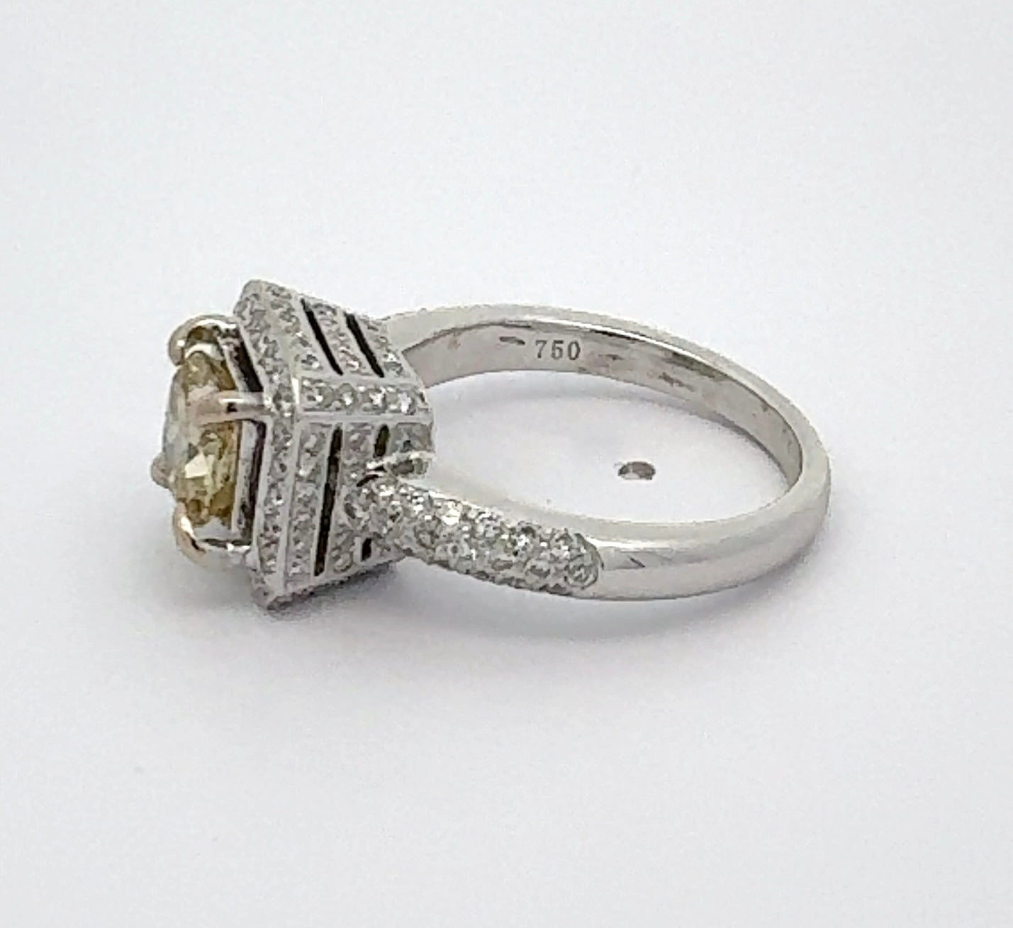 1.06ct Cushion Modified Fancy Brownish Greenish Yellow Diamond Ring — GIA Certified, 18K White Gold