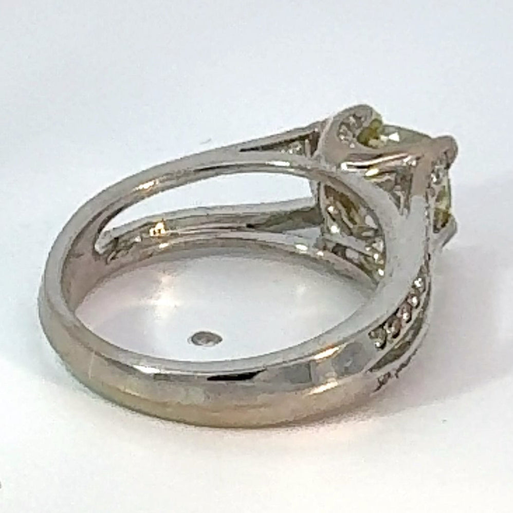 1.21ct Cushion Cut Fancy Yellow Diamond Ring — GIA Certified, 18k White Gold