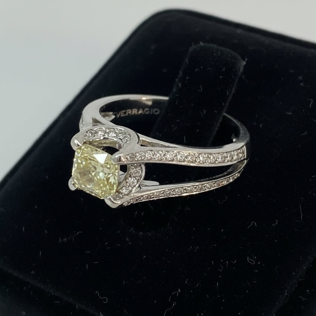 1.21ct Cushion Cut Fancy Yellow Diamond Ring — GIA Certified, 18k White Gold