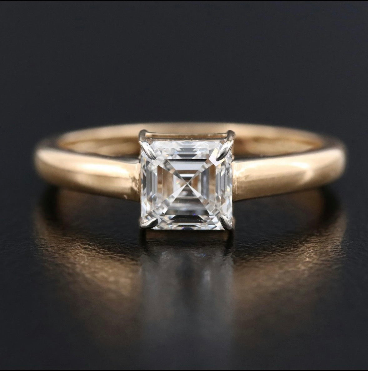 .90 CTW, 18K Natural Internally Flawless Diamond Ring - GIA Certified - Square Emerald Cut D/IF