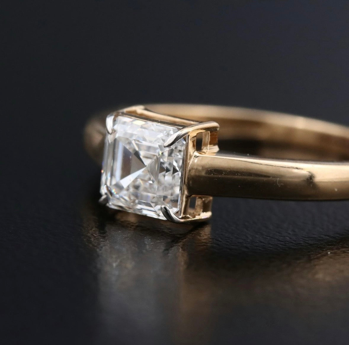 .90 CTW, 18K Natural Internally Flawless Diamond Ring - GIA Certified - Square Emerald Cut D/IF