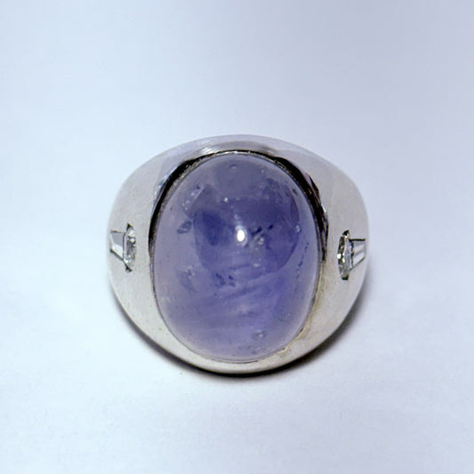 27.35ct Star Sapphire Diamond Ring — GIA Certified, 14k Gold