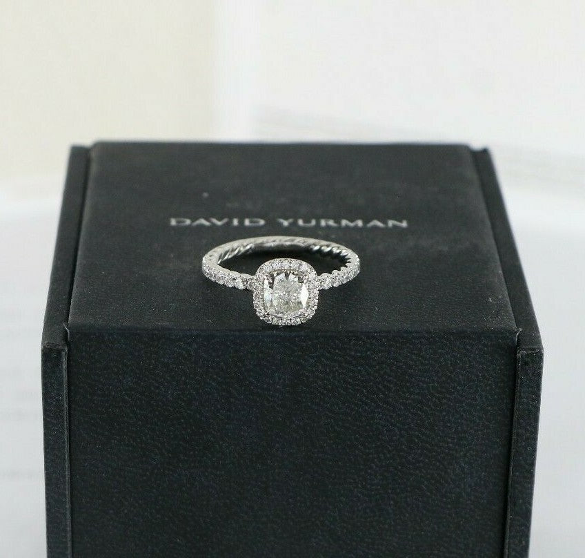 1.41ct Cushion Modified Brilliant Diamond Halo Engagement Ring — GIA Certified, Platinum