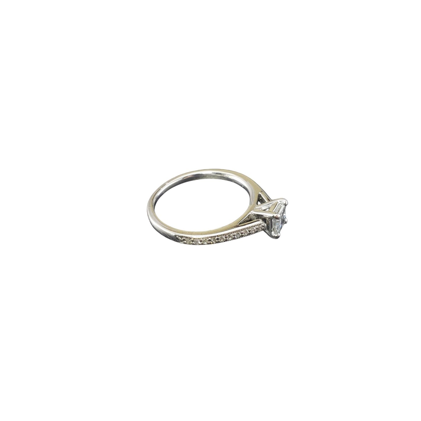 0.42ct Square Modified Brilliant Diamond Engagement Ring — GIA Certified, 14k White Gold