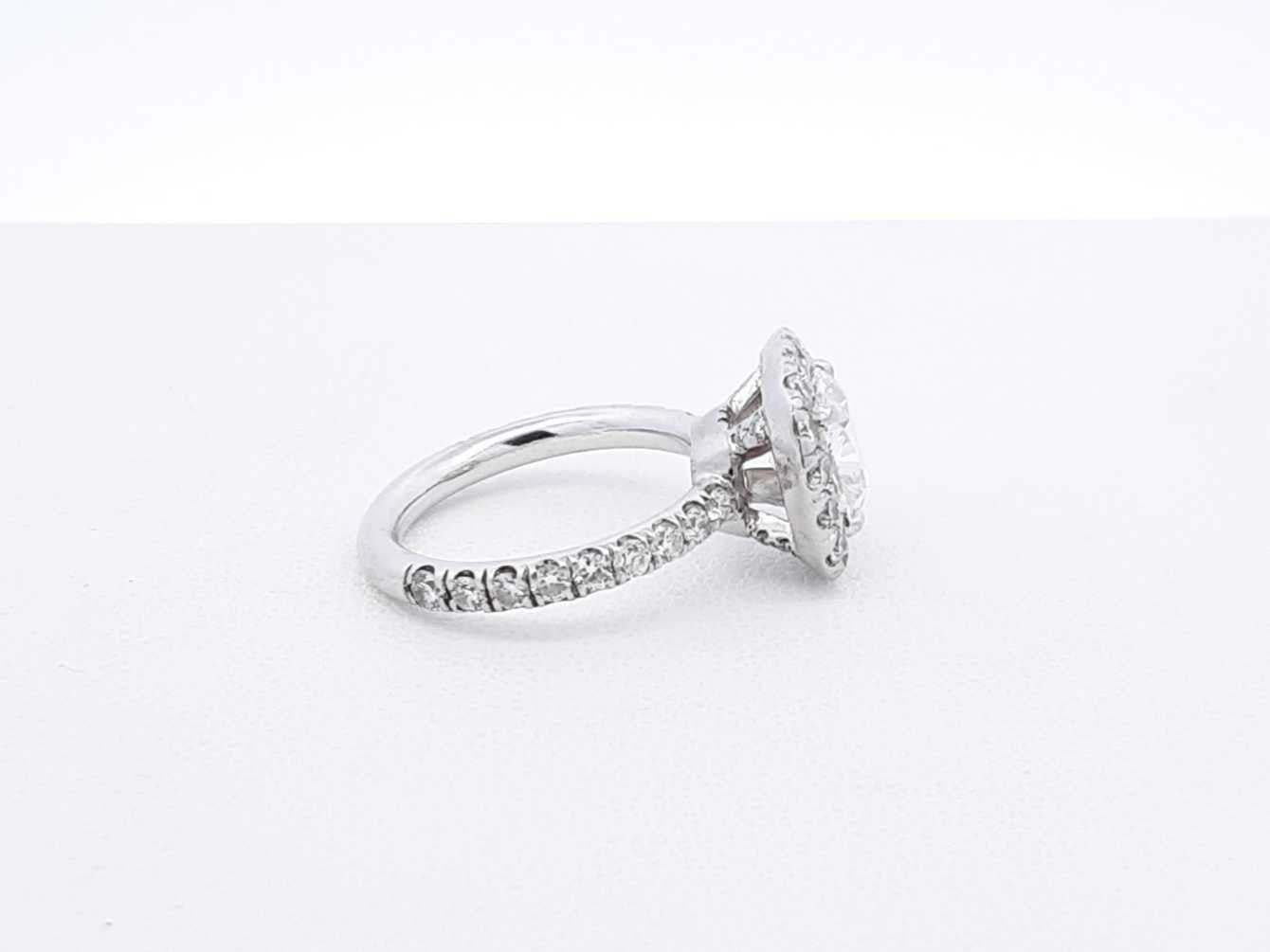 2.46ct Oval Diamond & Ruby Halo Engagement Ring — GIA Certified, 18k White Gold