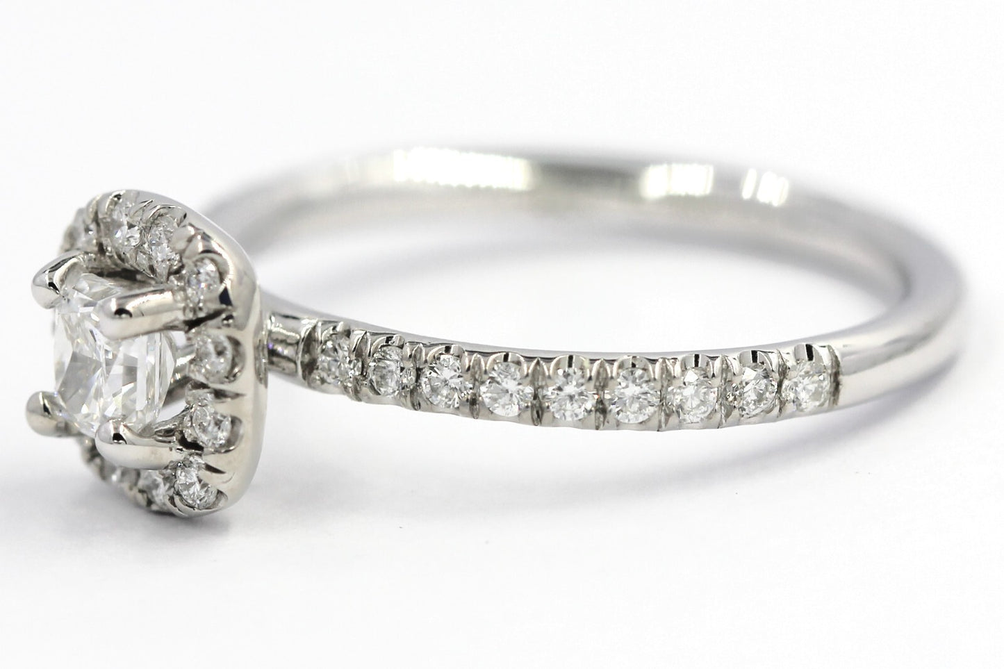 0.39ct Radiant Diamond Halo Engagement Ring — GIA Certified, 14k White Gold