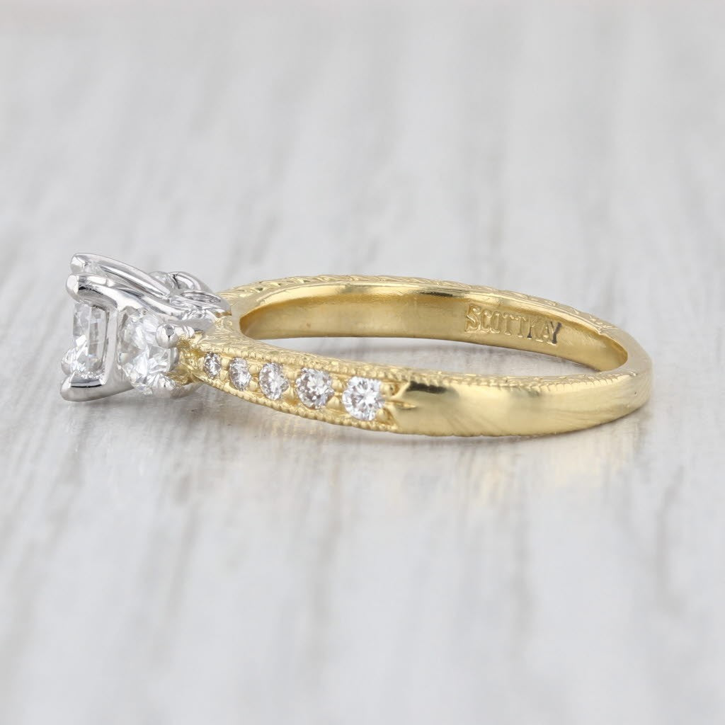 0.74ct Round Brilliant Diamond 3-Stone Engagement Ring — GIA Certified, 19k Gold & Platinum