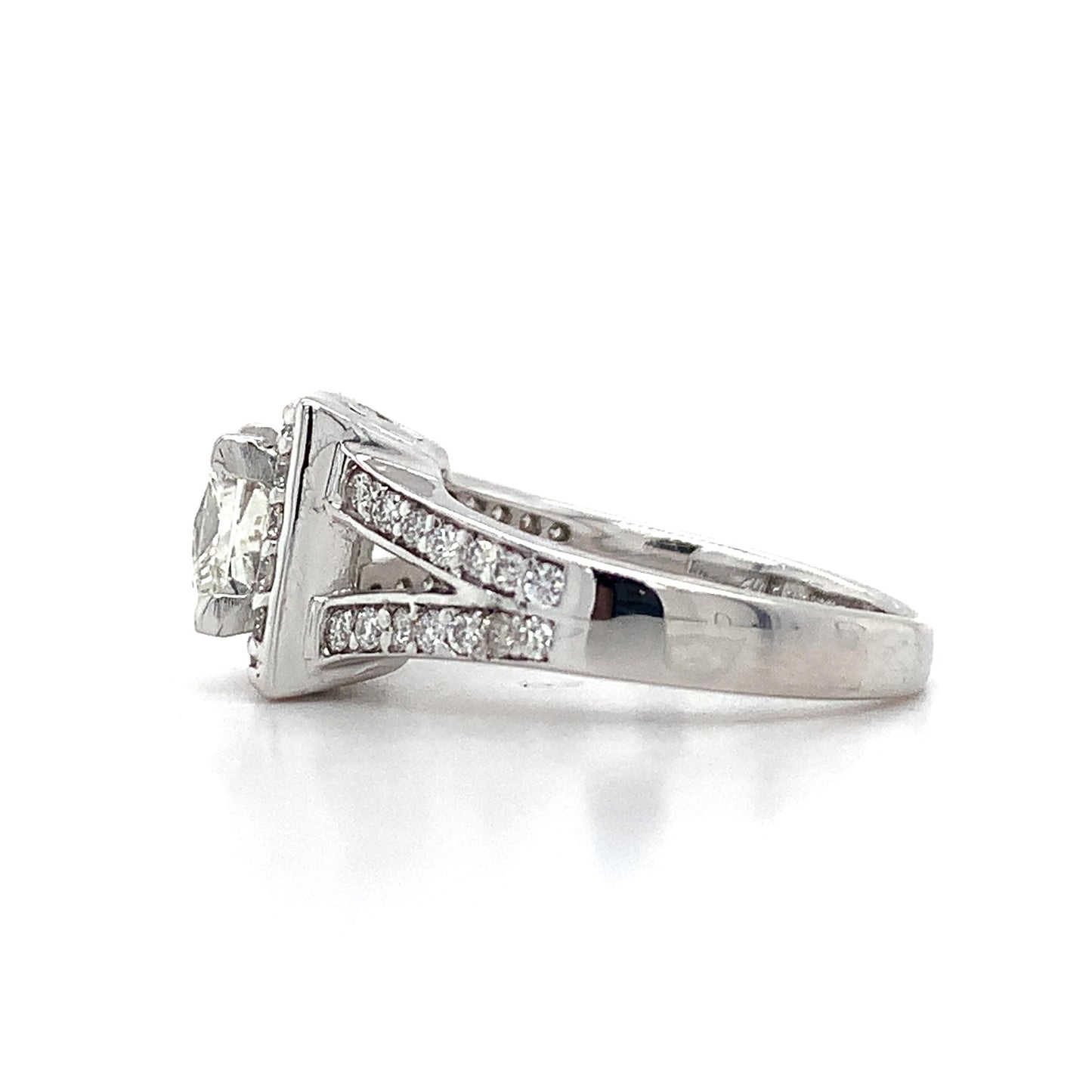 0.96ct Princess Cut Diamond Halo Ring — GIA Certified, 14k White Gold