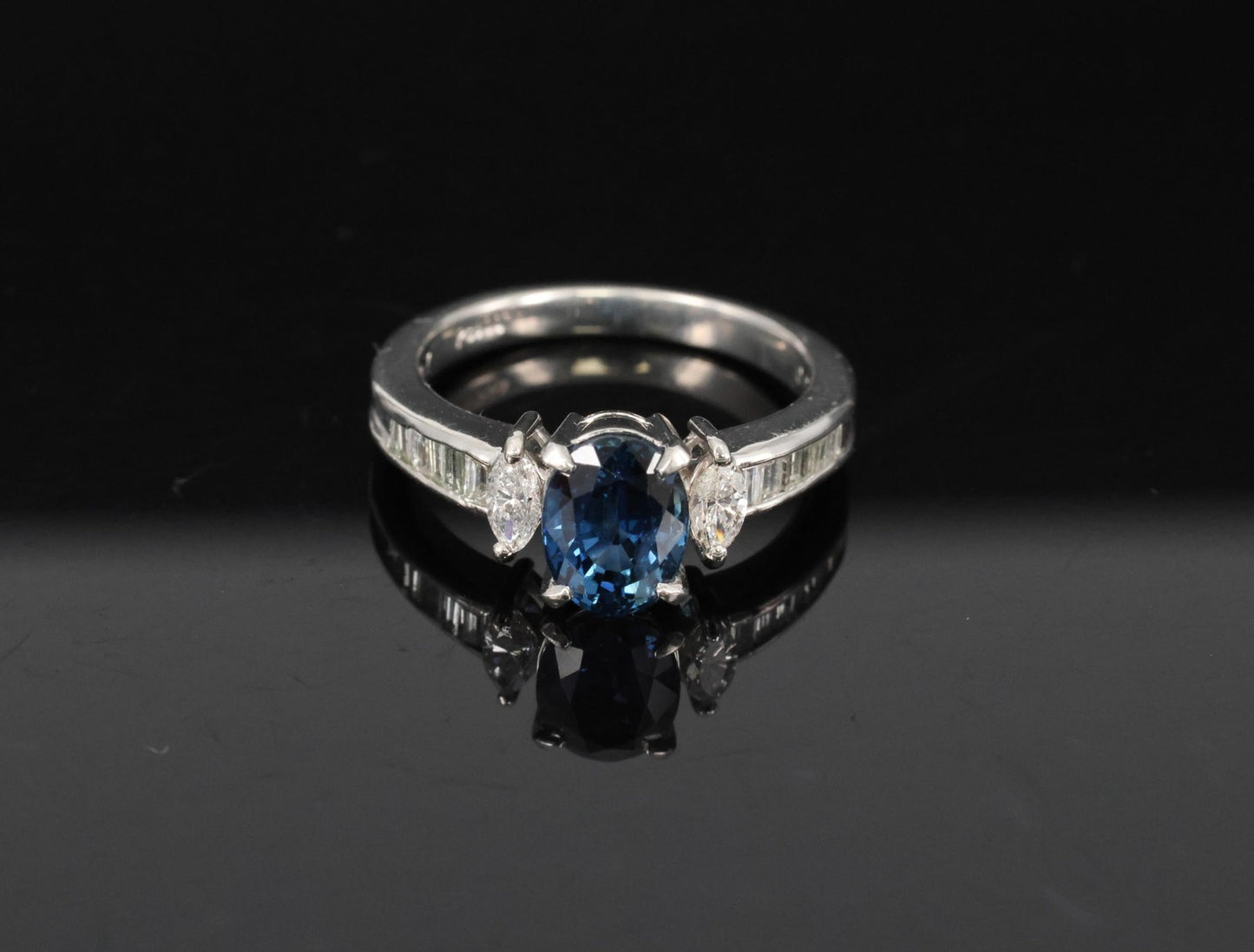 1.97ct Oval Blue Sapphire & Diamond Ring — GIA Certified, Platinum