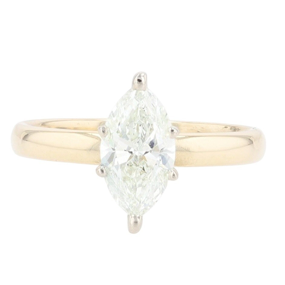0.90ct Marquise Diamond Engagement Ring — GIA Certified, 14k Two-Tone Gold