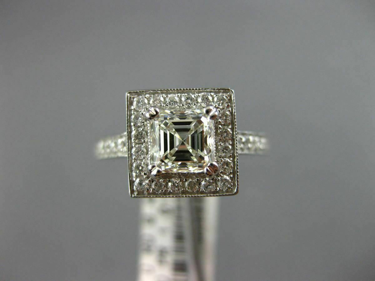 1.48ct Asscher Diamond 3D Halo Engagement Ring — GIA Certified, 14k White Gold