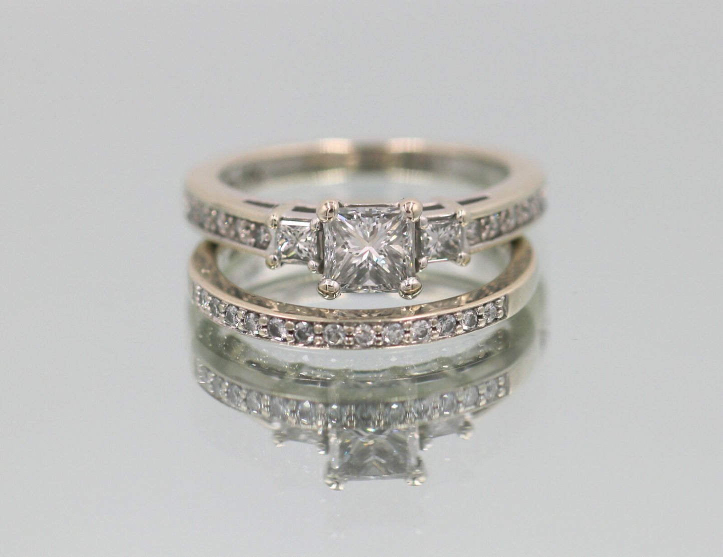 0.74ct Square Modified Brilliant Diamond Engagement Ring — GIA Certified, 14k White Gold