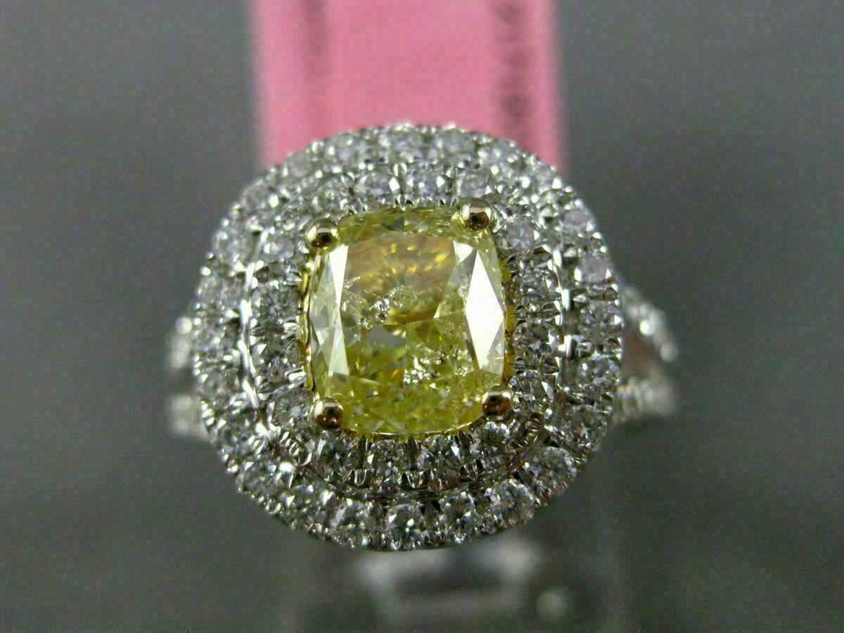 2.16ct Cushion Diamond Double Halo Engagement Ring — GIA Certified, 18k Two-Tone Gold