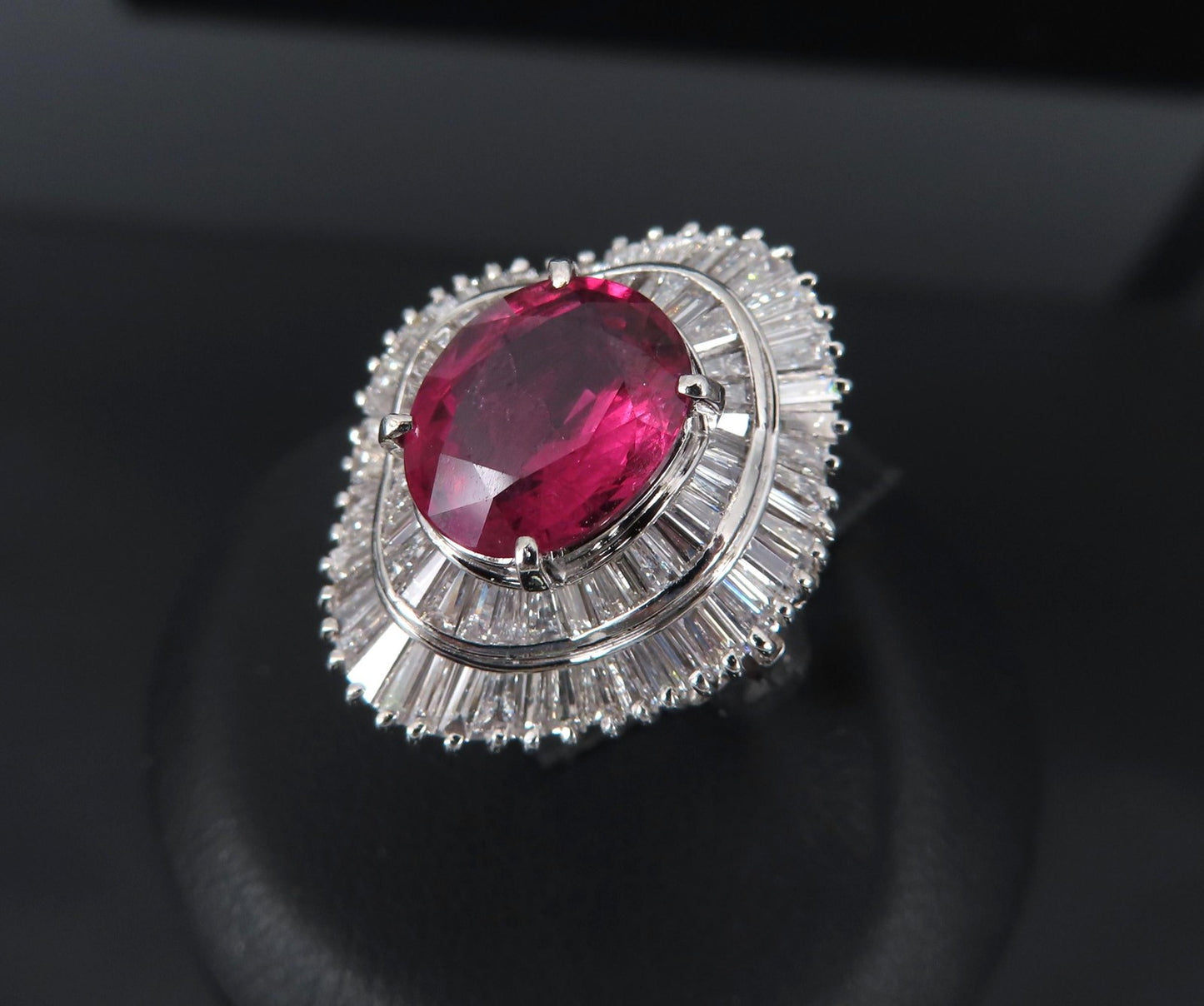 3.04ct Oval Ruby & 1.64ct Diamond Ring — GIA Certified, Platinum