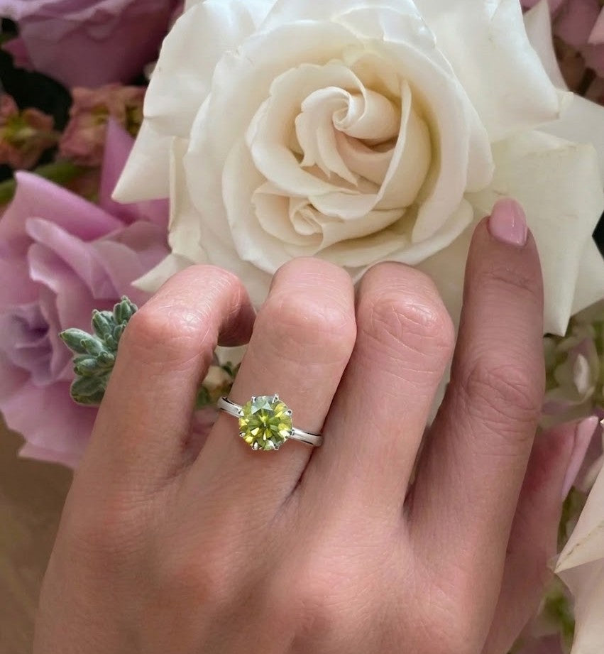 3.95ct Round Brilliant Natural Deep Yellow Diamond Ring — GIA Certified, Platinum