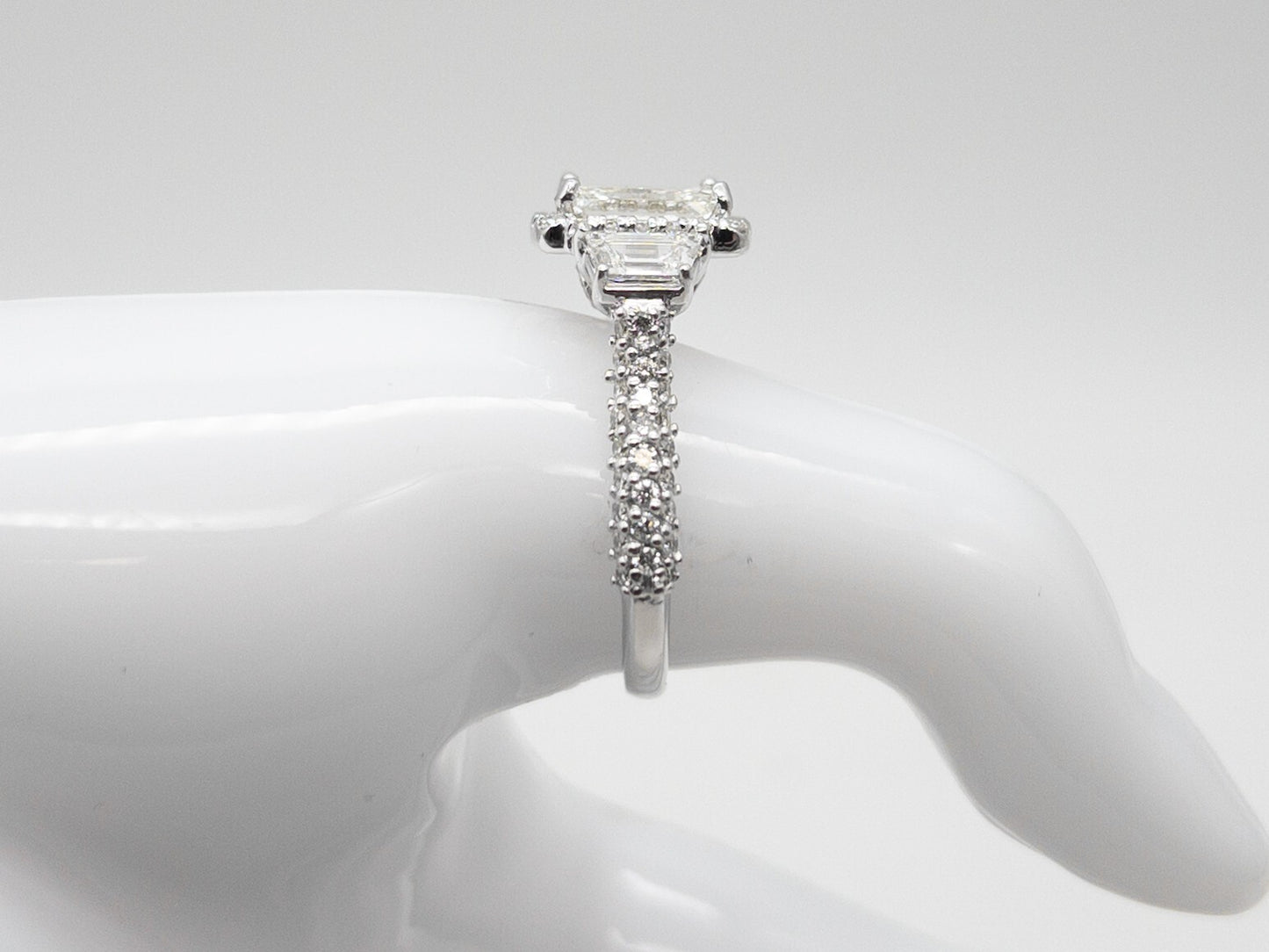 3.08ct Rectangular Modified Brilliant Diamond Ring — GIA Certified, 14k White Gold