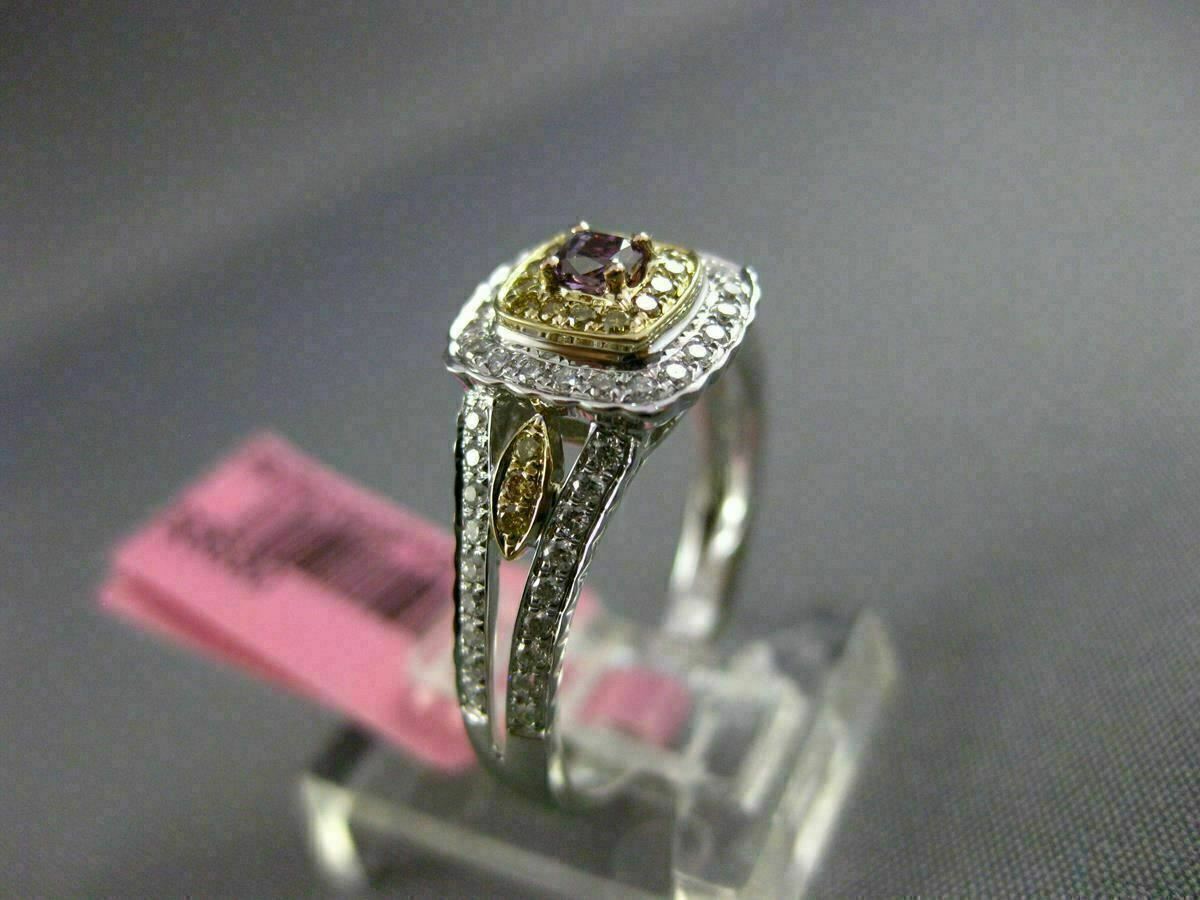 0.44ct Fancy Deep Pink-Purple Diamond 3D Square Halo Ring — GIA Certified, 18k Tri-Color Gold