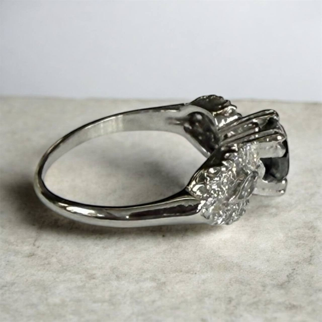 0.82ct Round Brilliant Fancy Dark Gray-Yellowish Green Diamond Art Deco Ring — GIA Certified, Platinum